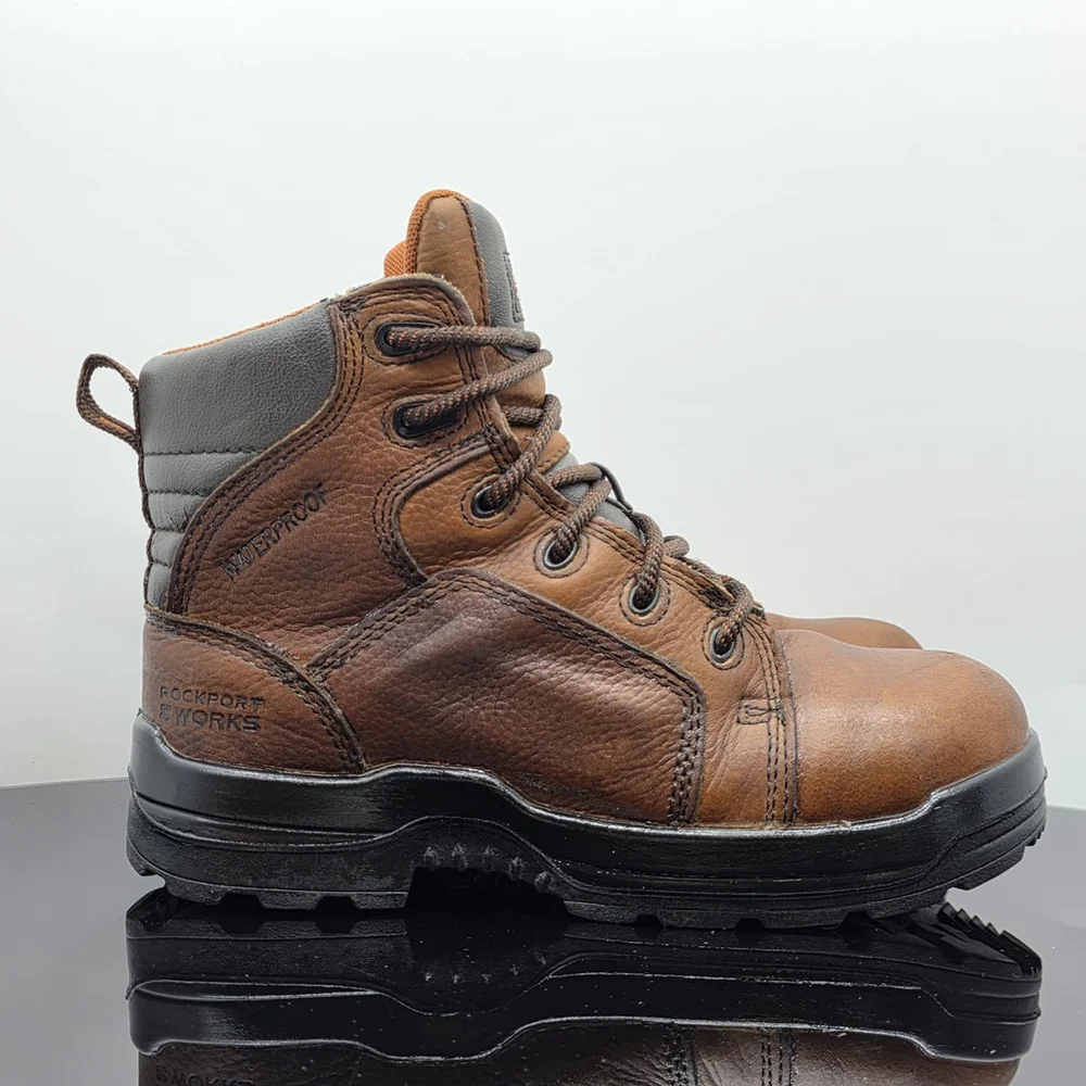 Rockport Works RK664 Composite Toe Waterproof Leather Boots Mens 7M Women’s 9M